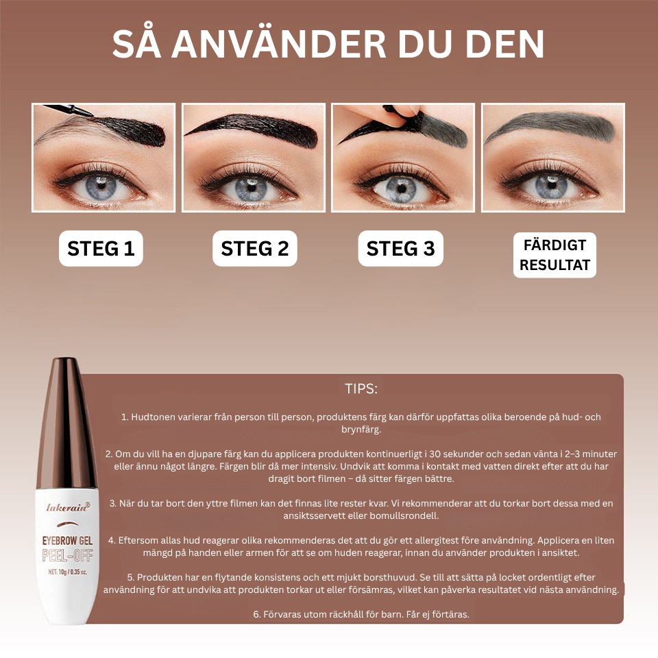 Tattoo Eyebrow Gel, semi-permanent ögonbrynsfärg